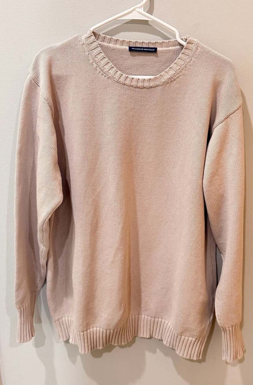 Brandy Melville blush 100% Cotton Crewneck Sweater Made in Italy